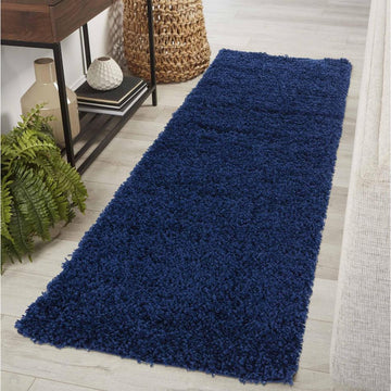Oxford OXF00 Plain Plush Soft Stain-Resistant Textured Polypropylene Shaggy Navy Runner-Desire Rugs-Rug Love - The Most Loved Rug Store